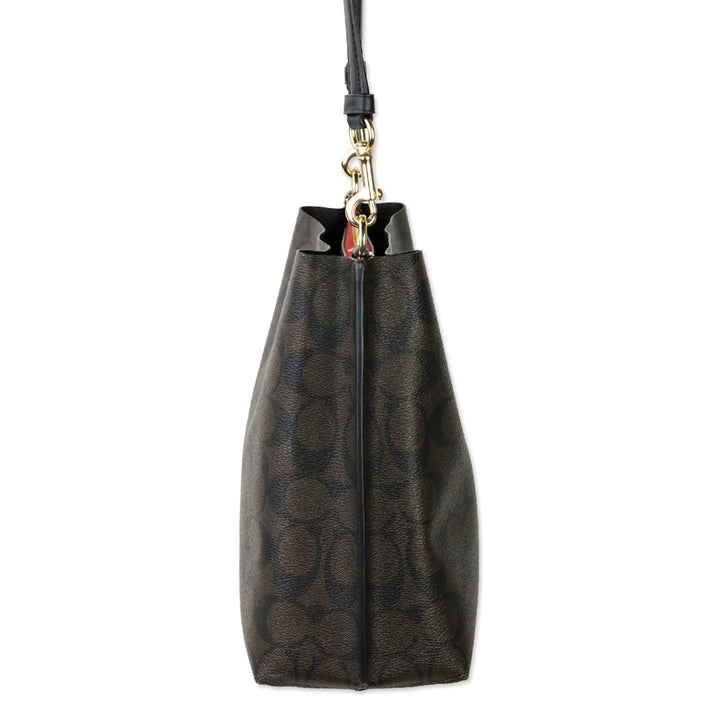 Coach Gold/Brown Black Signature Canvas Mollie Bucket Bag 22