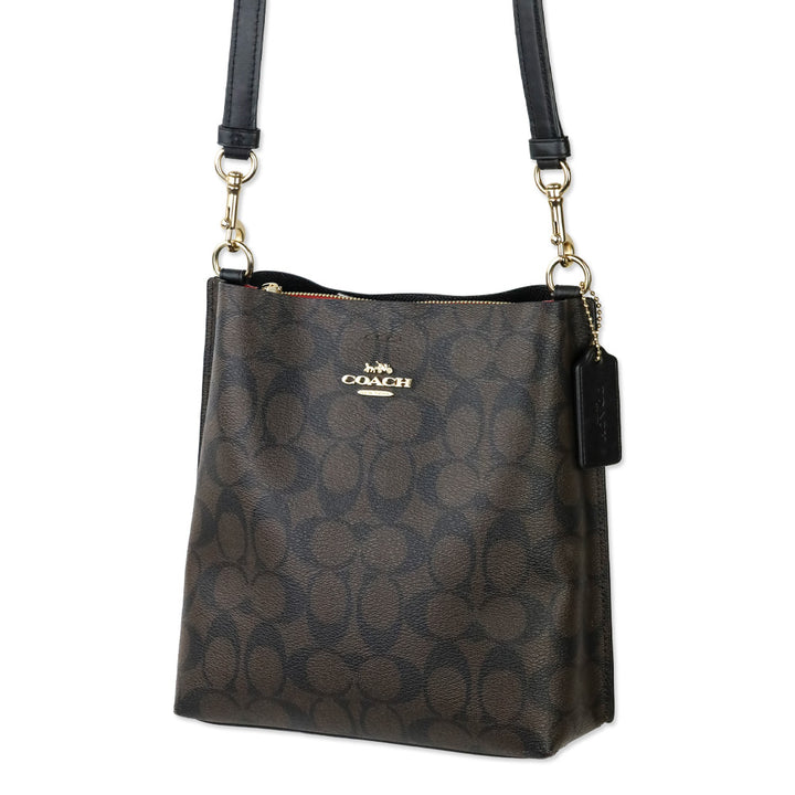 Coach Gold/Brown Black Signature Canvas Mollie Bucket Bag 22