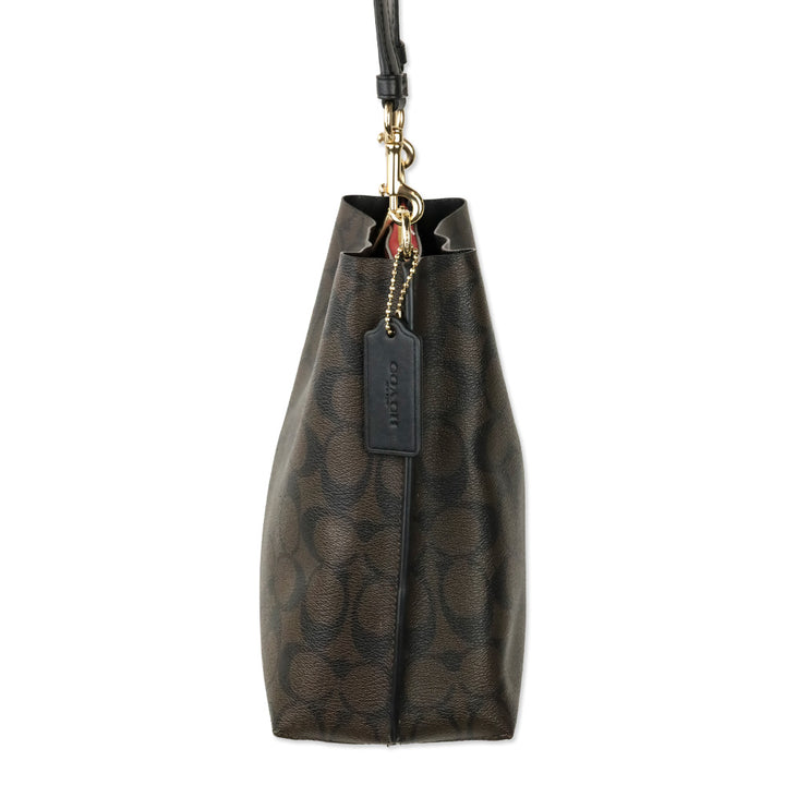 Coach Gold/Brown Black Signature Canvas Mollie Bucket Bag 22