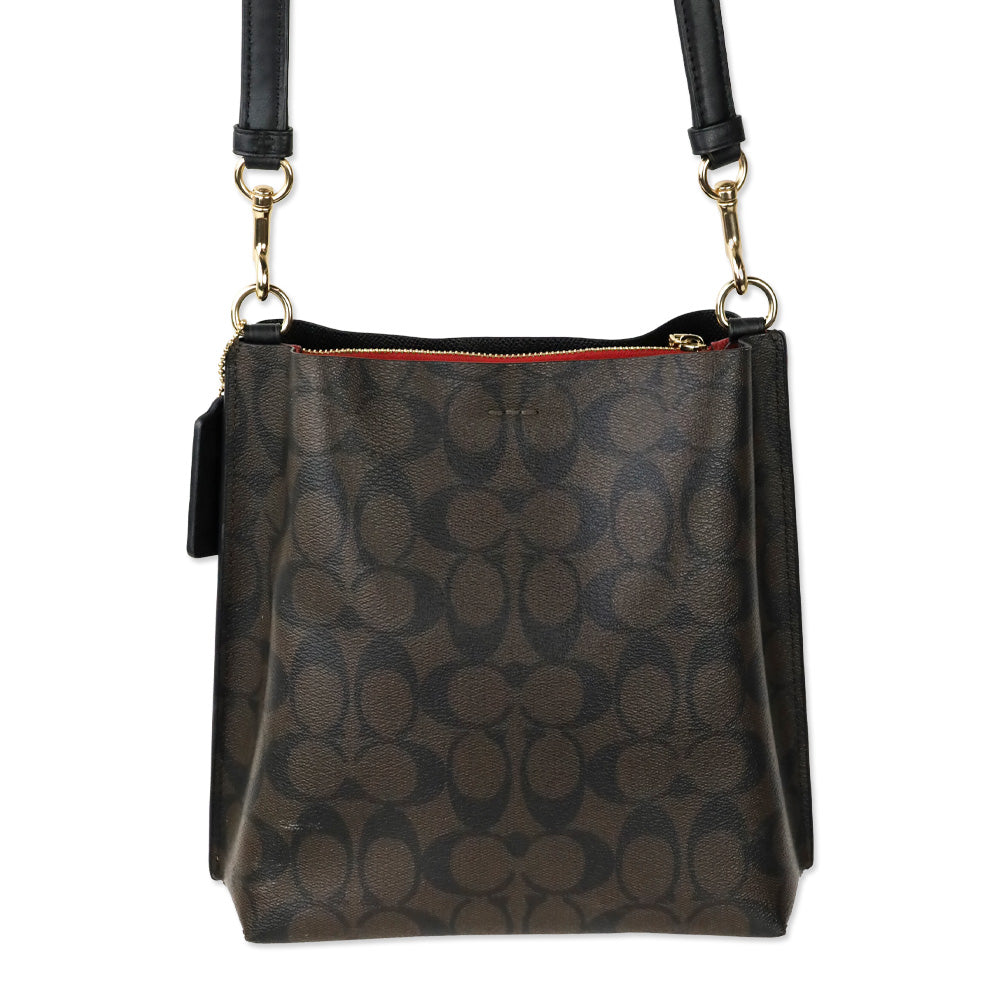 Coach Gold/Brown Black Signature Canvas Mollie Bucket Bag 22