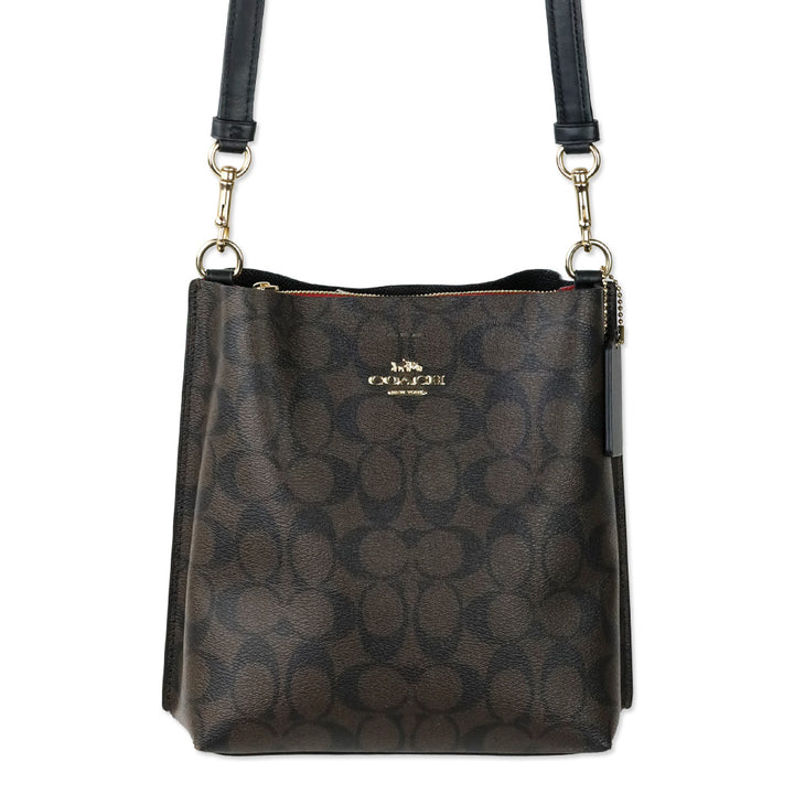 Coach Gold/Brown Black Signature Canvas Mollie Bucket Bag 22