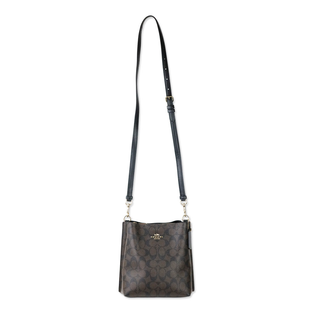 Coach Gold/Brown Black Signature Canvas Mollie Bucket Bag 22