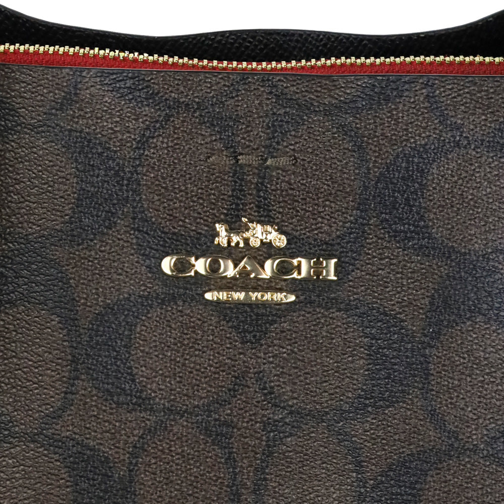Coach Gold/Brown Black Signature Canvas Mollie Bucket Bag 22