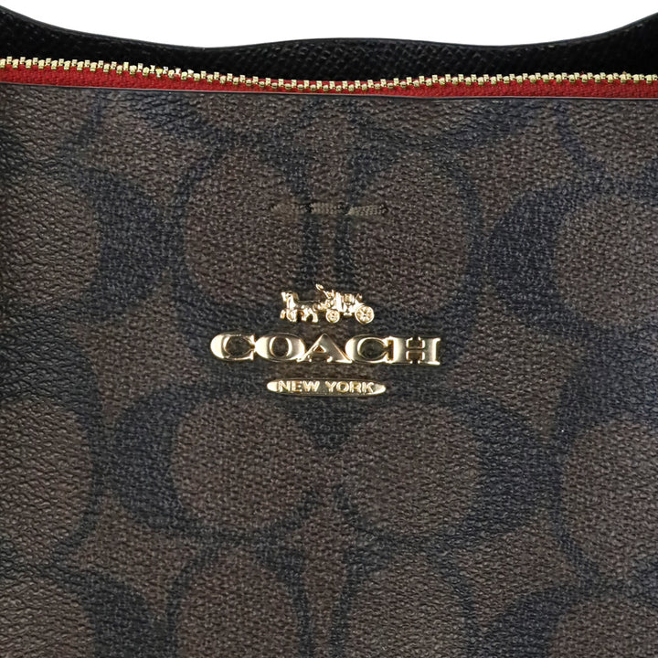 Coach Gold/Brown Black Signature Canvas Mollie Bucket Bag 22
