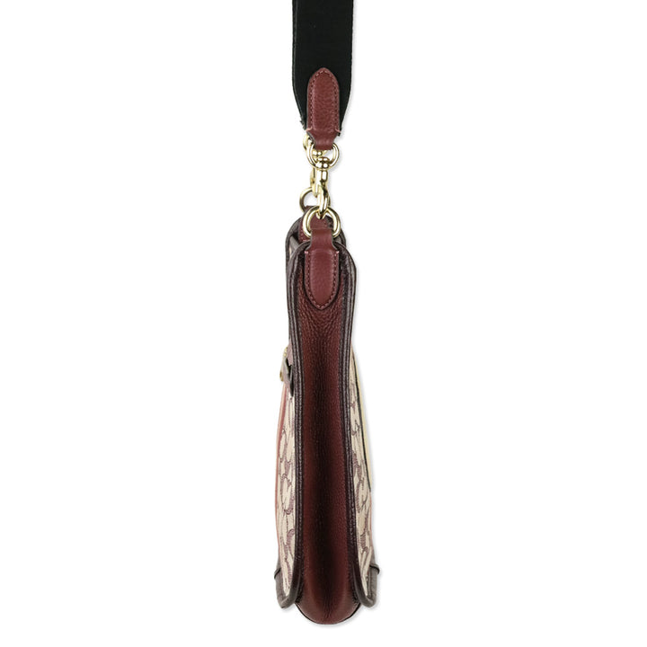 Coach Gold/Wine Multicolor Signature Jacquard Stripe Patch Dempsey File Bag