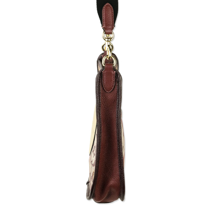 Coach Gold/Wine Multicolor Signature Jacquard Stripe Patch Dempsey File Bag