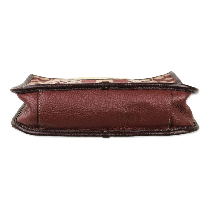 Coach Gold/Wine Multicolor Signature Jacquard Stripe Patch Dempsey File Bag