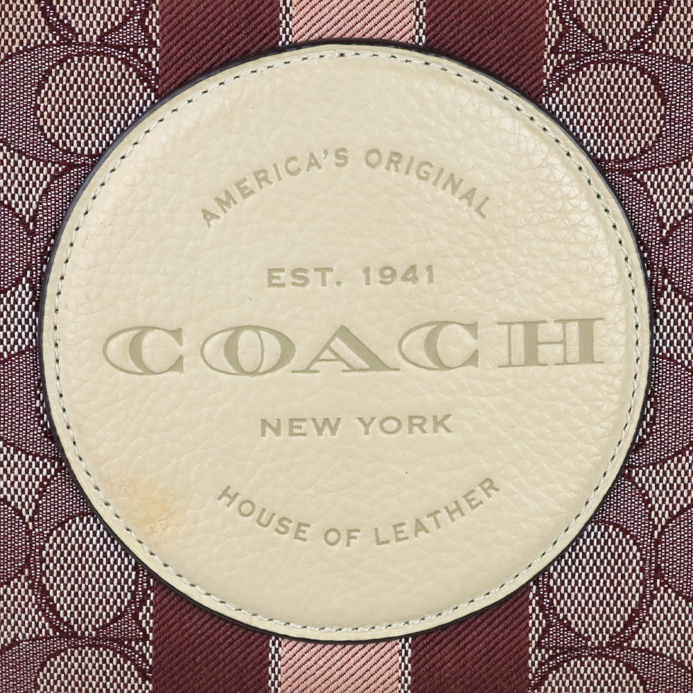 Coach Gold/Wine Multicolor Signature Jacquard Stripe Patch Dempsey File Bag