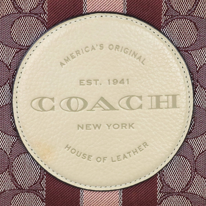 Coach Gold/Wine Multicolor Signature Jacquard Stripe Patch Dempsey File Bag
