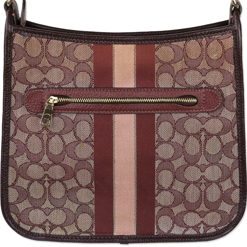 Coach Gold/Wine Multicolor Signature Jacquard Stripe Patch Dempsey File Bag