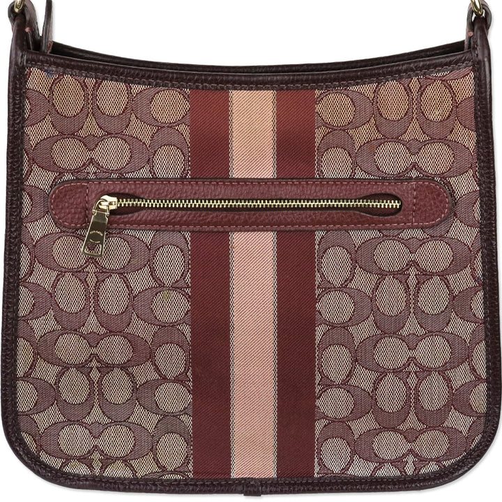 Coach Gold/Wine Multicolor Signature Jacquard Stripe Patch Dempsey File Bag