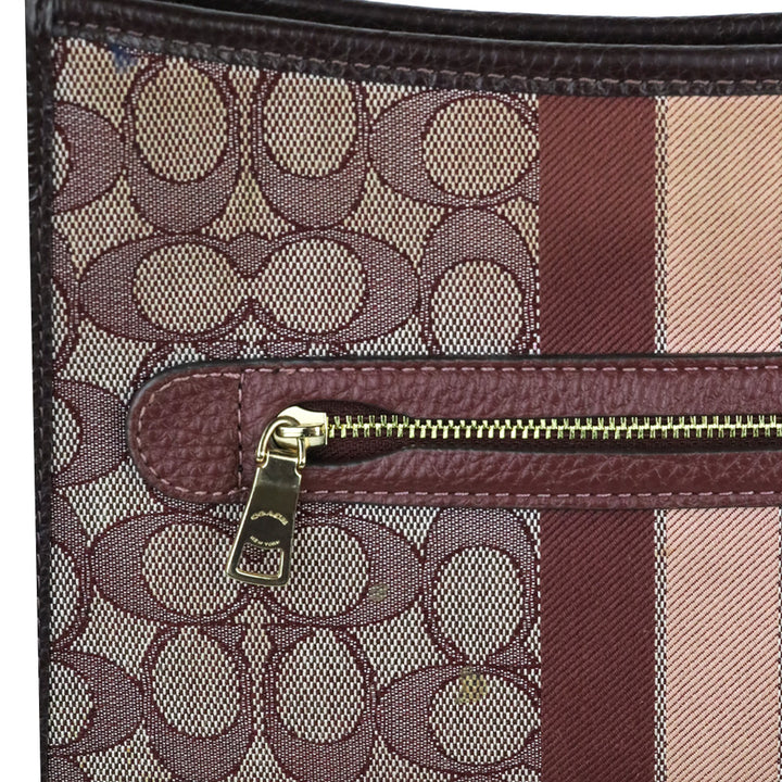 Coach Gold/Wine Multicolor Signature Jacquard Stripe Patch Dempsey File Bag