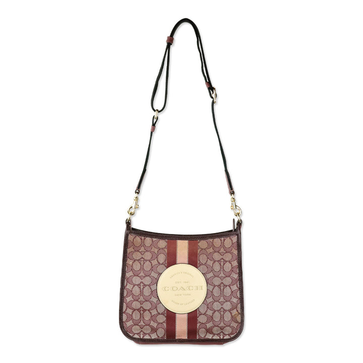 Coach Gold/Wine Multicolor Signature Jacquard Stripe Patch Dempsey File Bag
