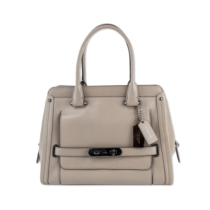 Coach Gray Leather Top Handle with Gunmetal Hardware