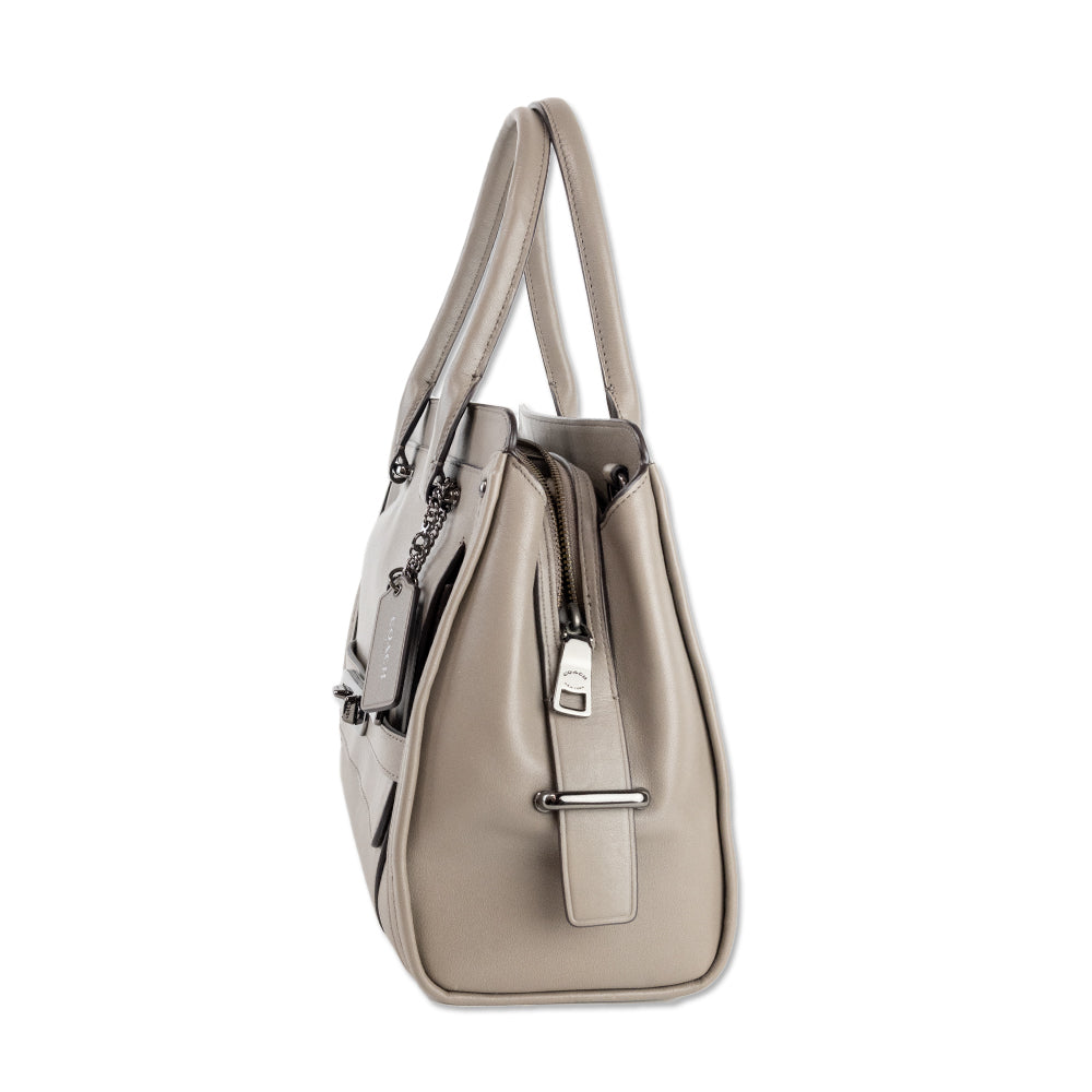 Coach Gray Leather Top Handle with Gunmetal Hardware