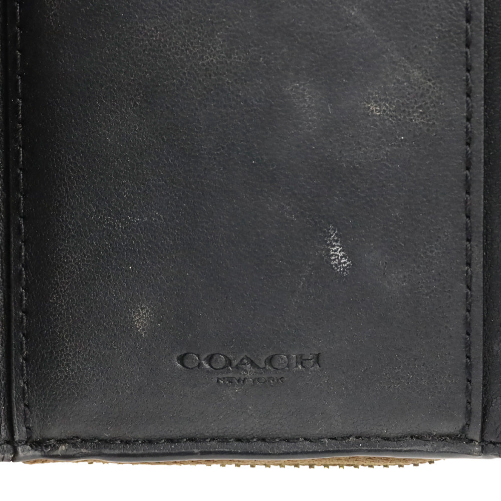 Coach Khaki/Terracotta Multi Signature Riley Rivets Small Trifold Wallet