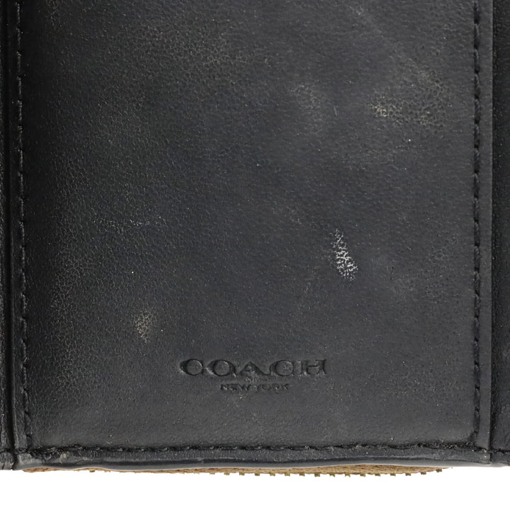 Coach Khaki/Terracotta Multi Signature Riley Rivets Small Trifold Wallet