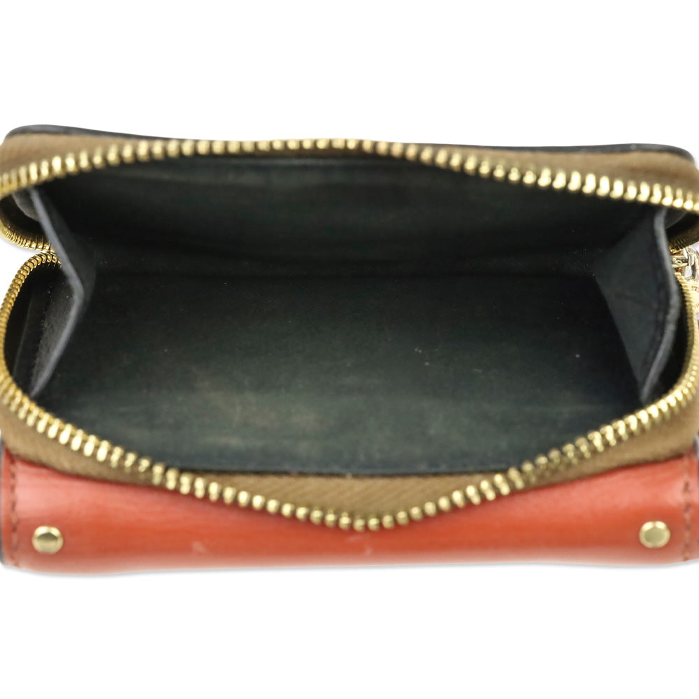 Coach Khaki/Terracotta Multi Signature Riley Rivets Small Trifold Wallet