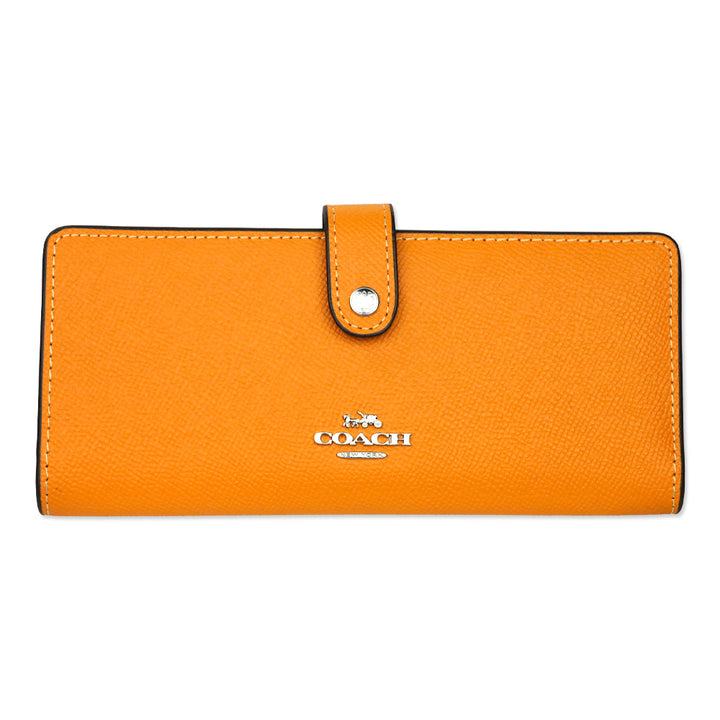 Coach Light Coral Crossgrain Leather Slim Wallet