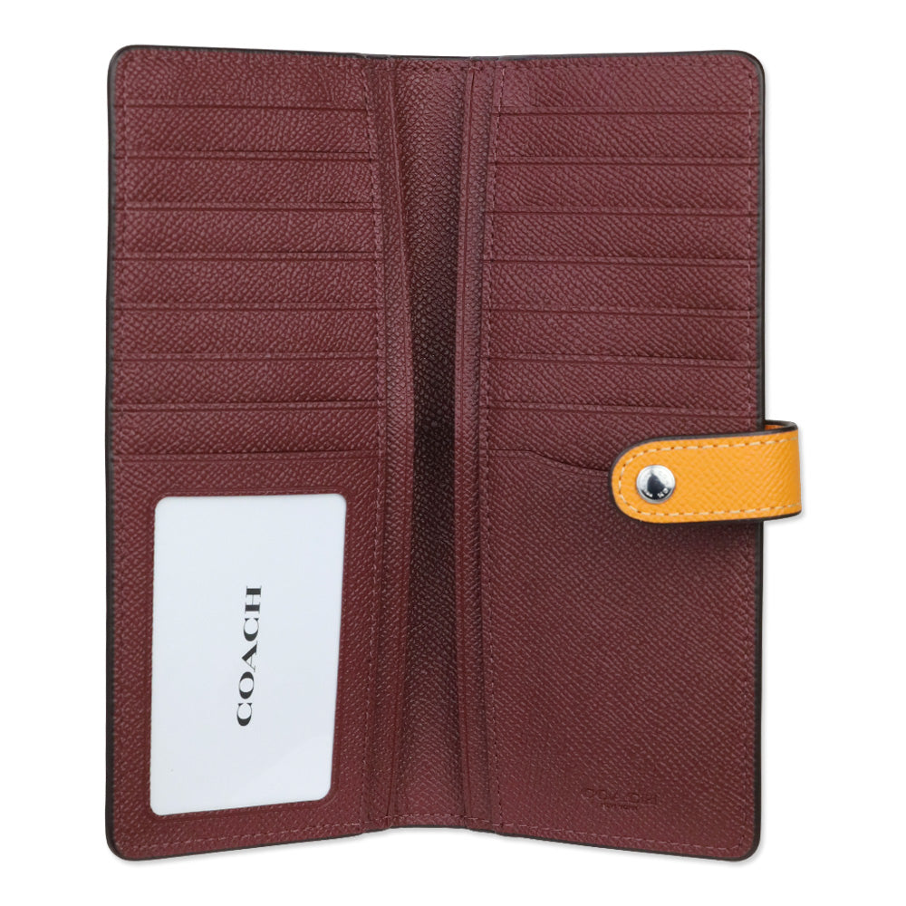 Coach Light Coral Crossgrain Leather Slim Wallet