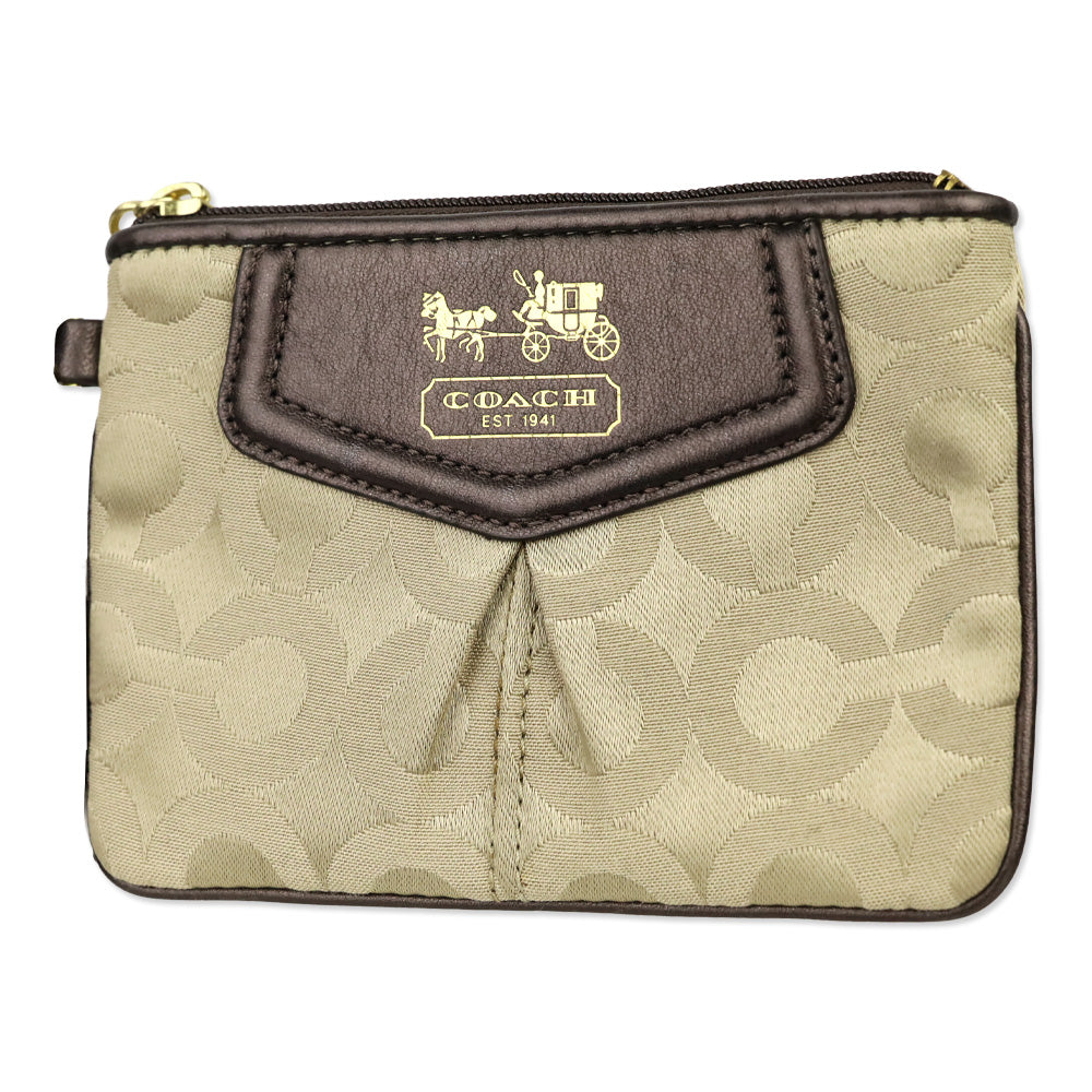 Coach Madison OP Art Khaki/Mahogany Small Wristlet