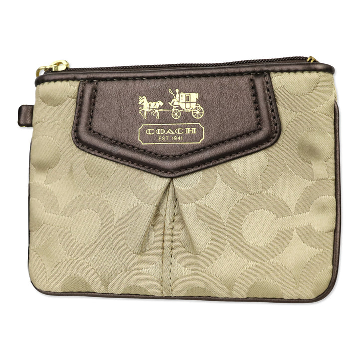 Coach Madison OP Art Khaki/Mahogany Small Wristlet