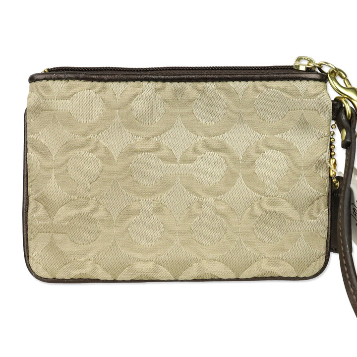 Coach Madison OP Art Khaki/Mahogany Small Wristlet