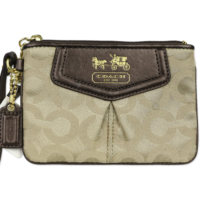 Coach Madison OP Art Khaki/Mahogany Small Wristlet