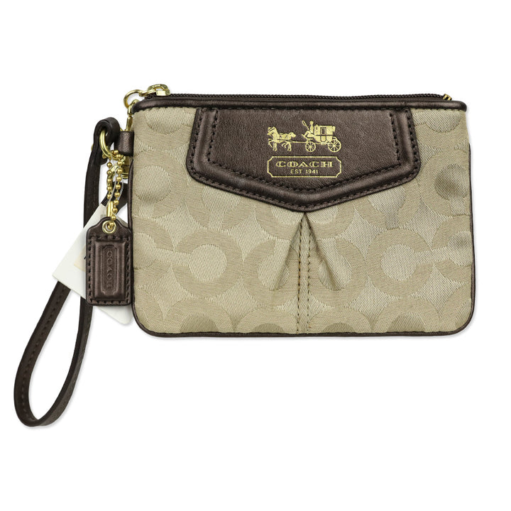 Coach Madison OP Art Khaki/Mahogany Small Wristlet
