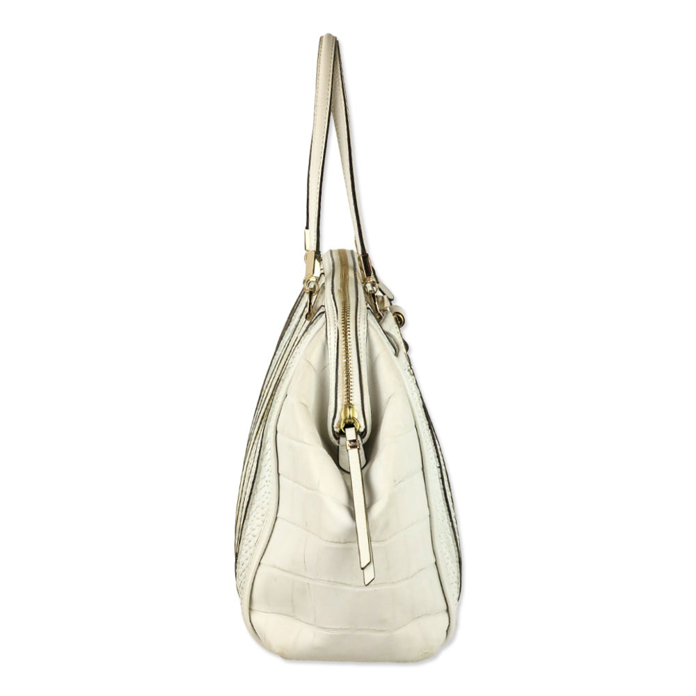 Coach Madison White Mixed Exotic Embossed Leather Satchel