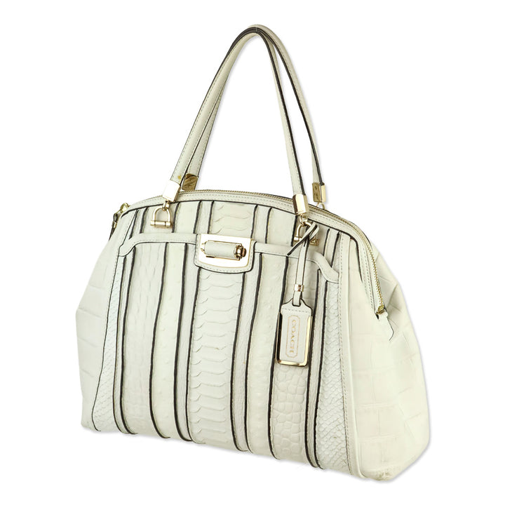 Coach Madison White Mixed Exotic Embossed Leather Satchel