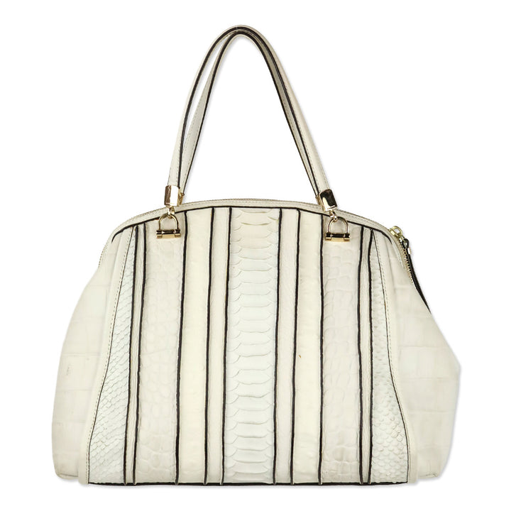 Coach Madison White Mixed Exotic Embossed Leather Satchel