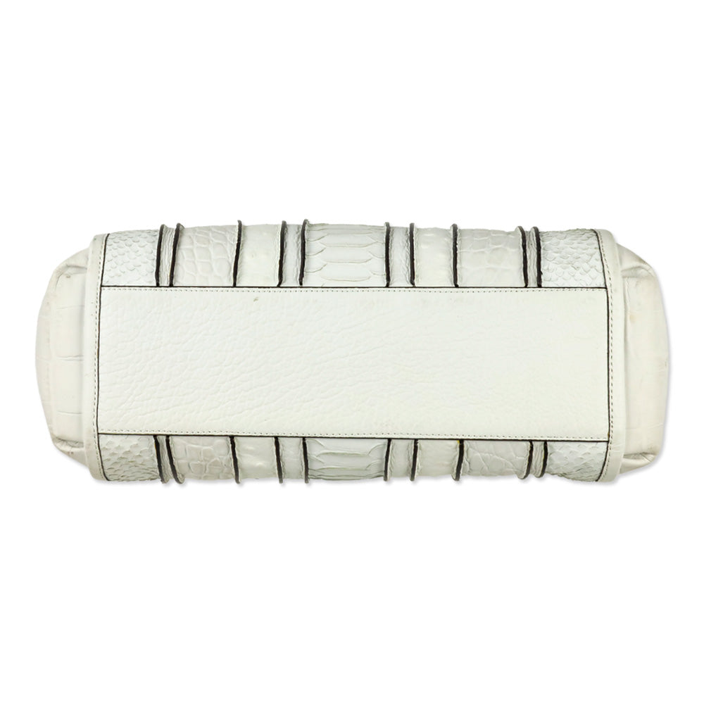 Coach Madison White Mixed Exotic Embossed Leather Satchel