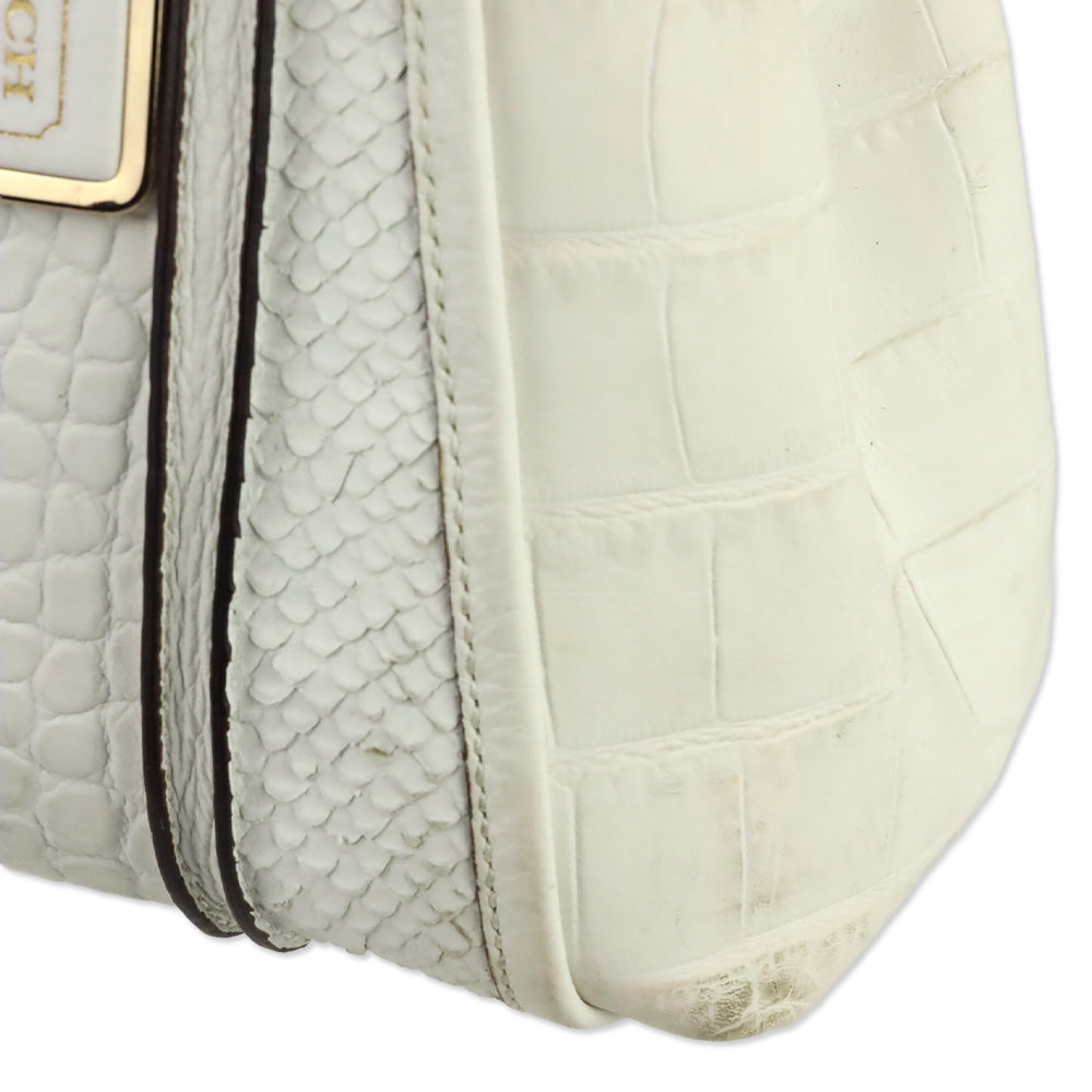 Coach Madison White Mixed Exotic Embossed Leather Satchel