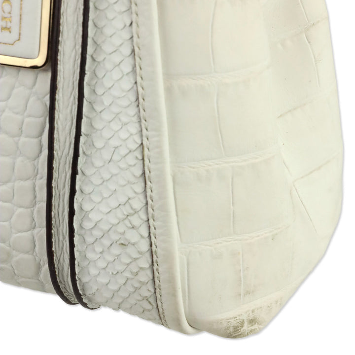 Coach Madison White Mixed Exotic Embossed Leather Satchel