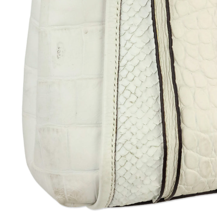 Coach Madison White Mixed Exotic Embossed Leather Satchel