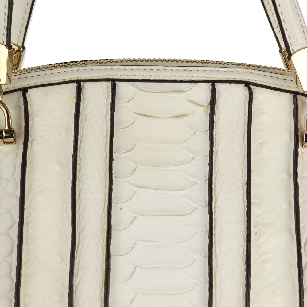 Coach Madison White Mixed Exotic Embossed Leather Satchel