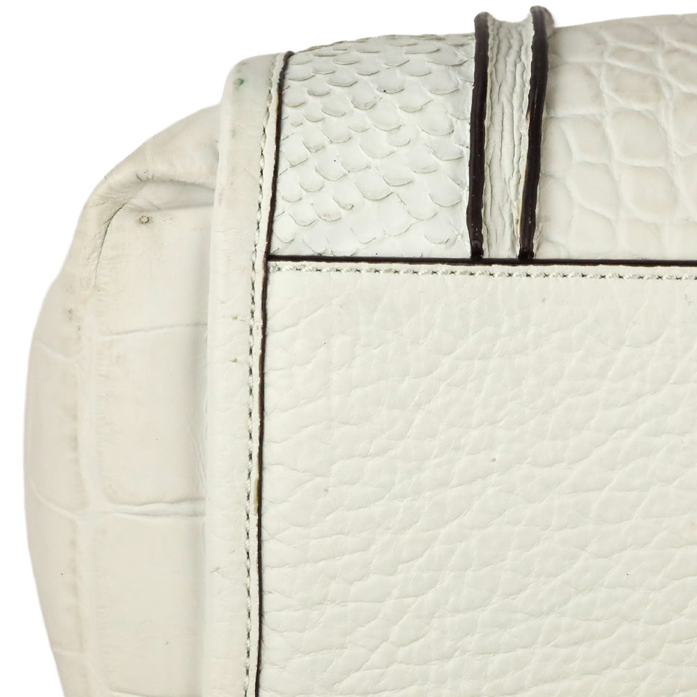 Coach Madison White Mixed Exotic Embossed Leather Satchel