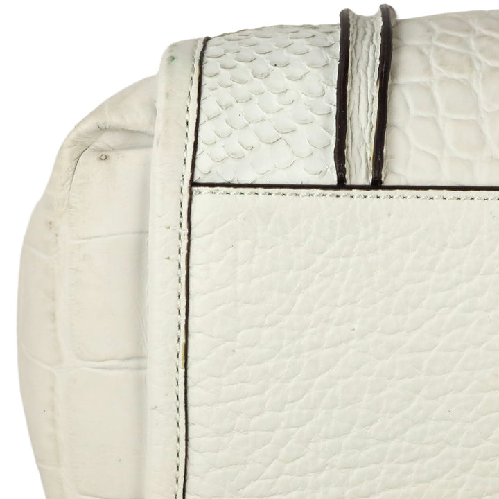 Coach Madison White Mixed Exotic Embossed Leather Satchel