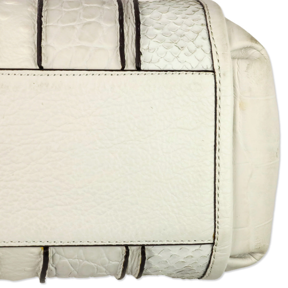 Coach Madison White Mixed Exotic Embossed Leather Satchel