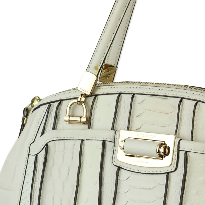 Coach Madison White Mixed Exotic Embossed Leather Satchel