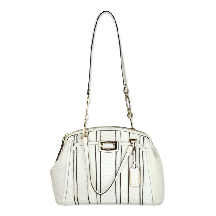 Coach Madison White Mixed Exotic Embossed Leather Satchel