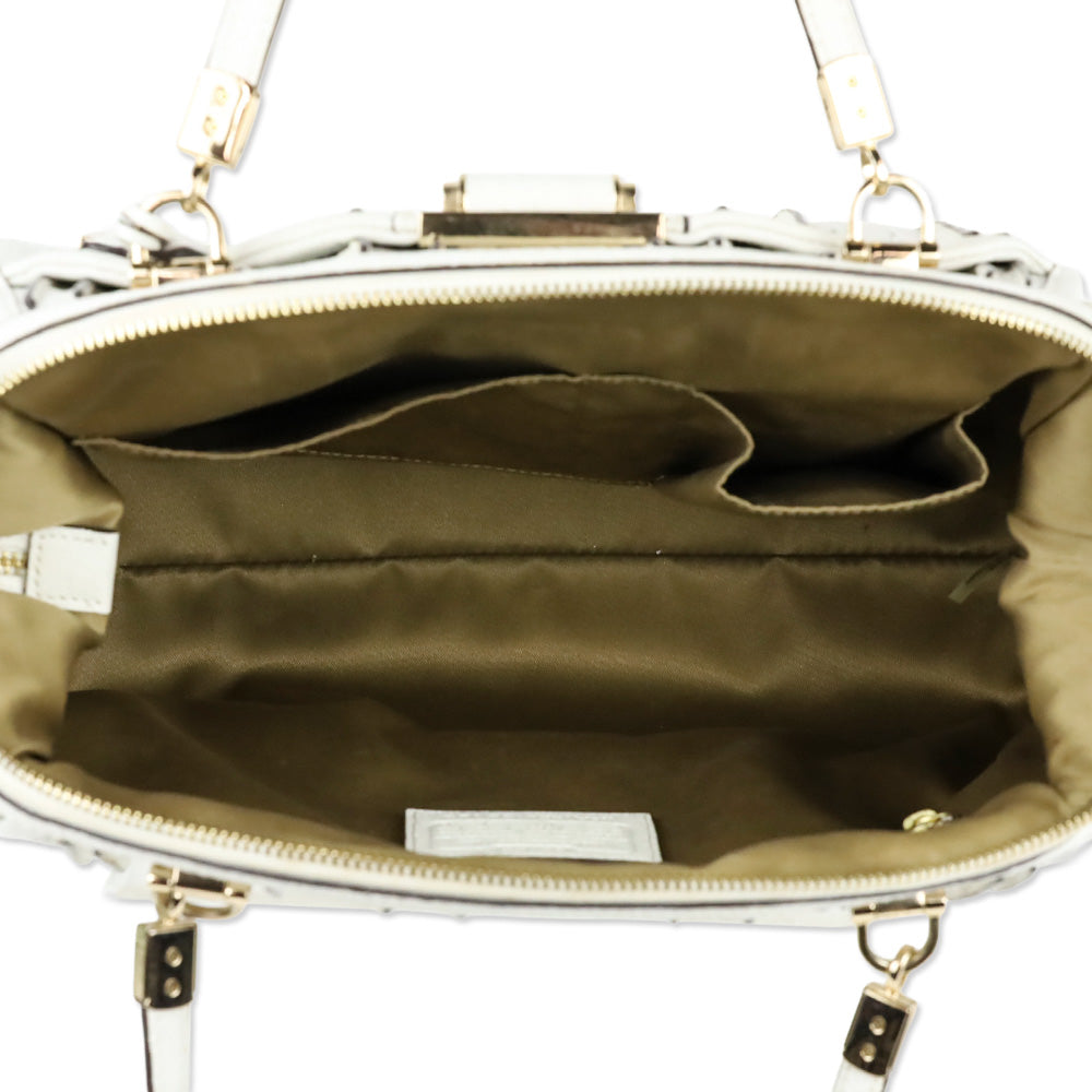 Coach Madison White Mixed Exotic Embossed Leather Satchel