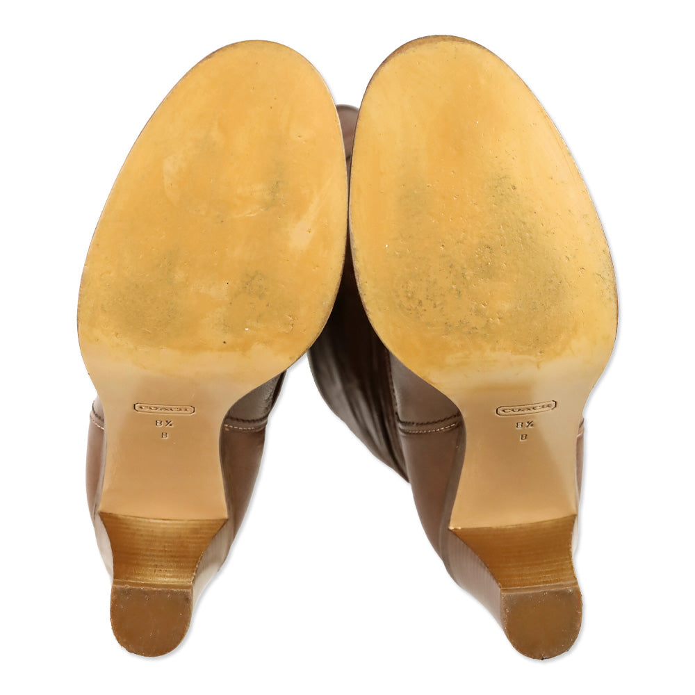 Coach Merridth Monogram Saddle Brown Leather Boot