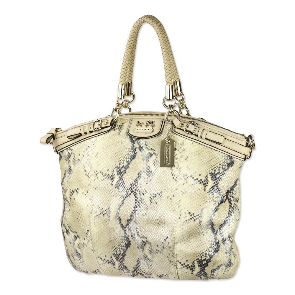 Coach Metallic Python Snakeskin Embossed Madison Lindsey Satchel Bag