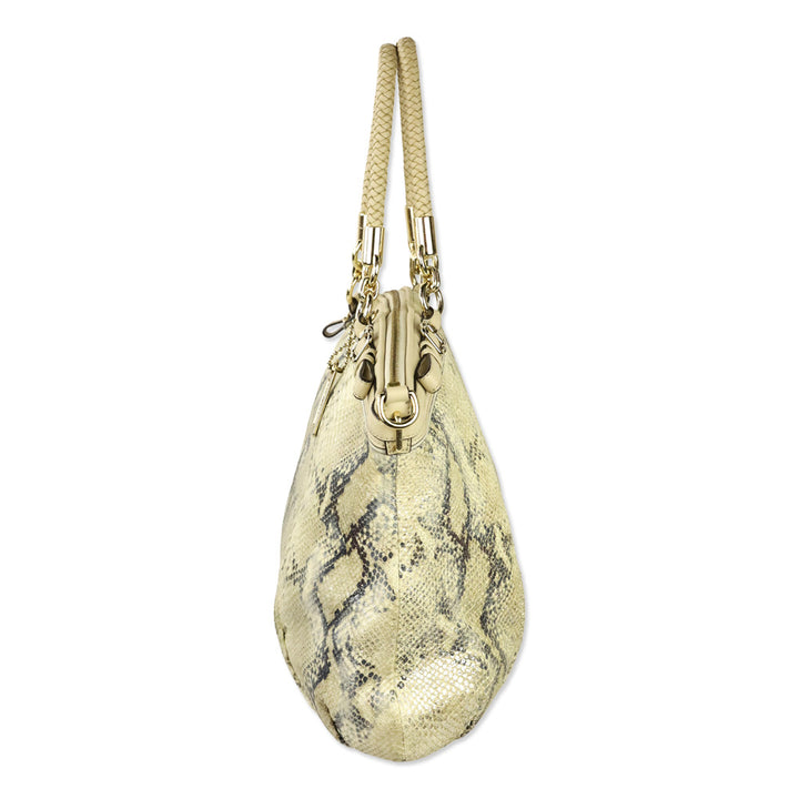 Coach Metallic Python Snakeskin Embossed Madison Lindsey Satchel Bag