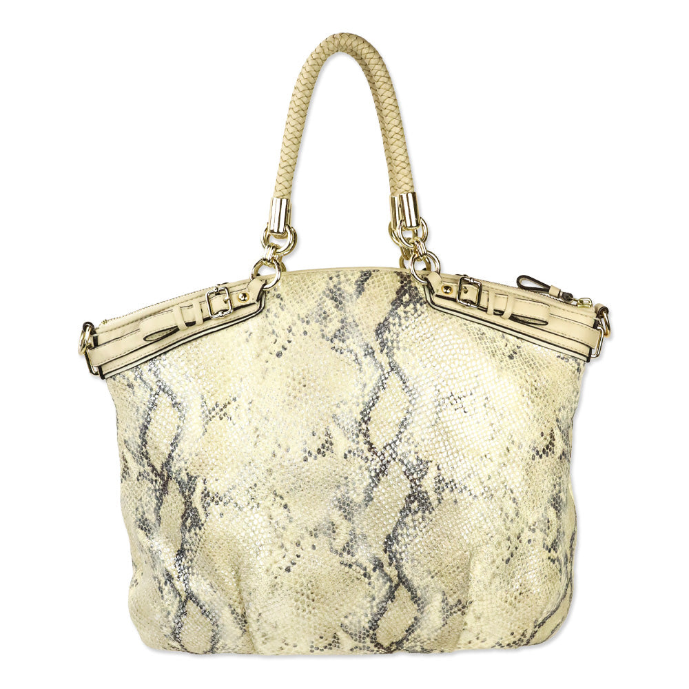 Coach Metallic Python Snakeskin Embossed Madison Lindsey Satchel Bag