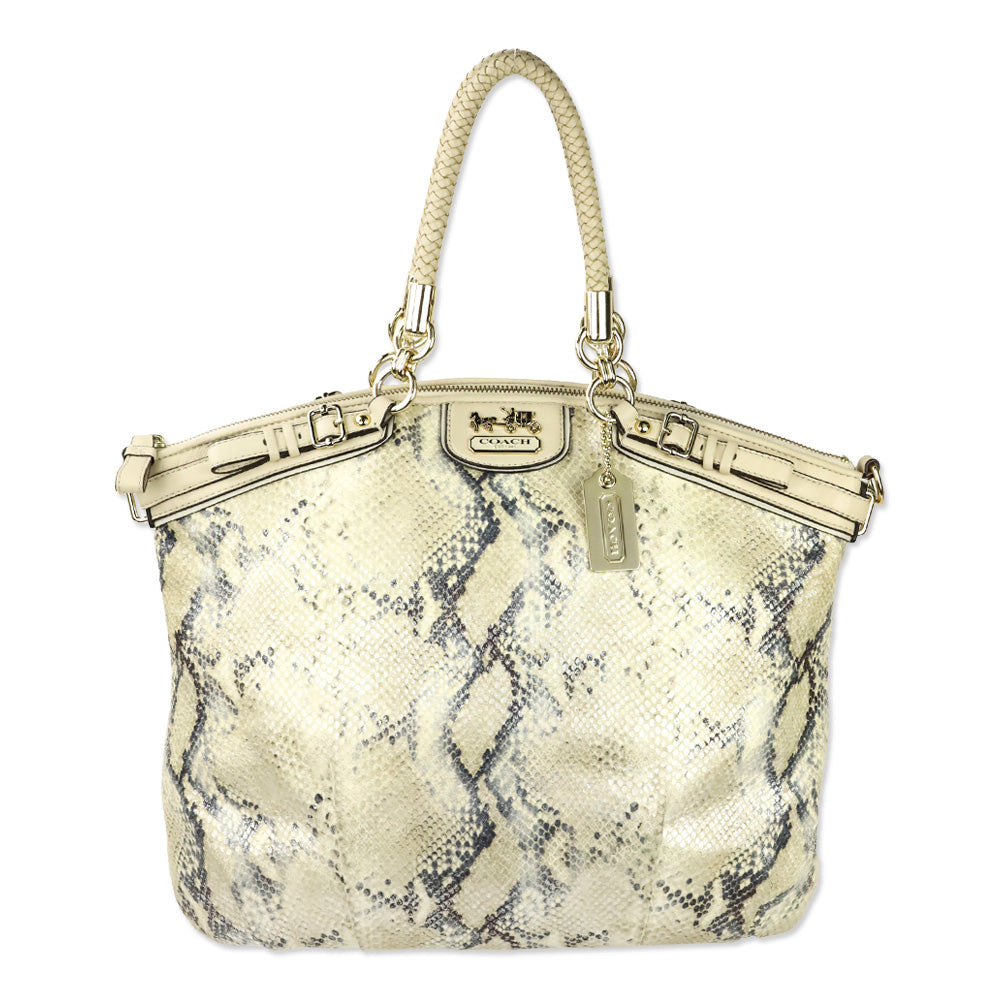 Coach Metallic Python Snakeskin Embossed Madison Lindsey Satchel Bag
