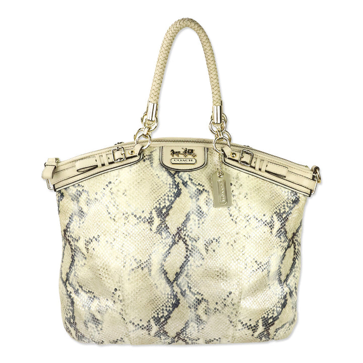 Coach Metallic Python Snakeskin Embossed Madison Lindsey Satchel Bag