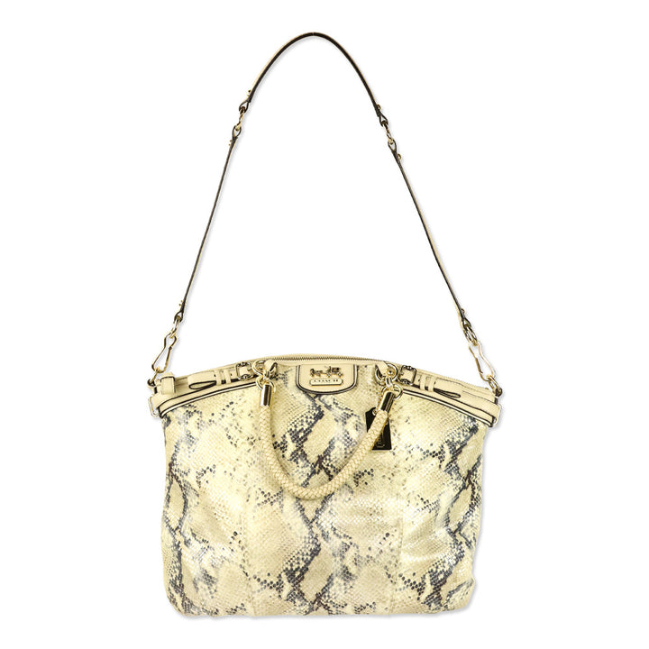 Coach Metallic Python Snakeskin Embossed Madison Lindsey Satchel Bag